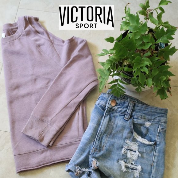 VICTORIA SPORT cold shoulder crop sweatshirt - Dusty Mauve, Size XS - Picture 15 of 16